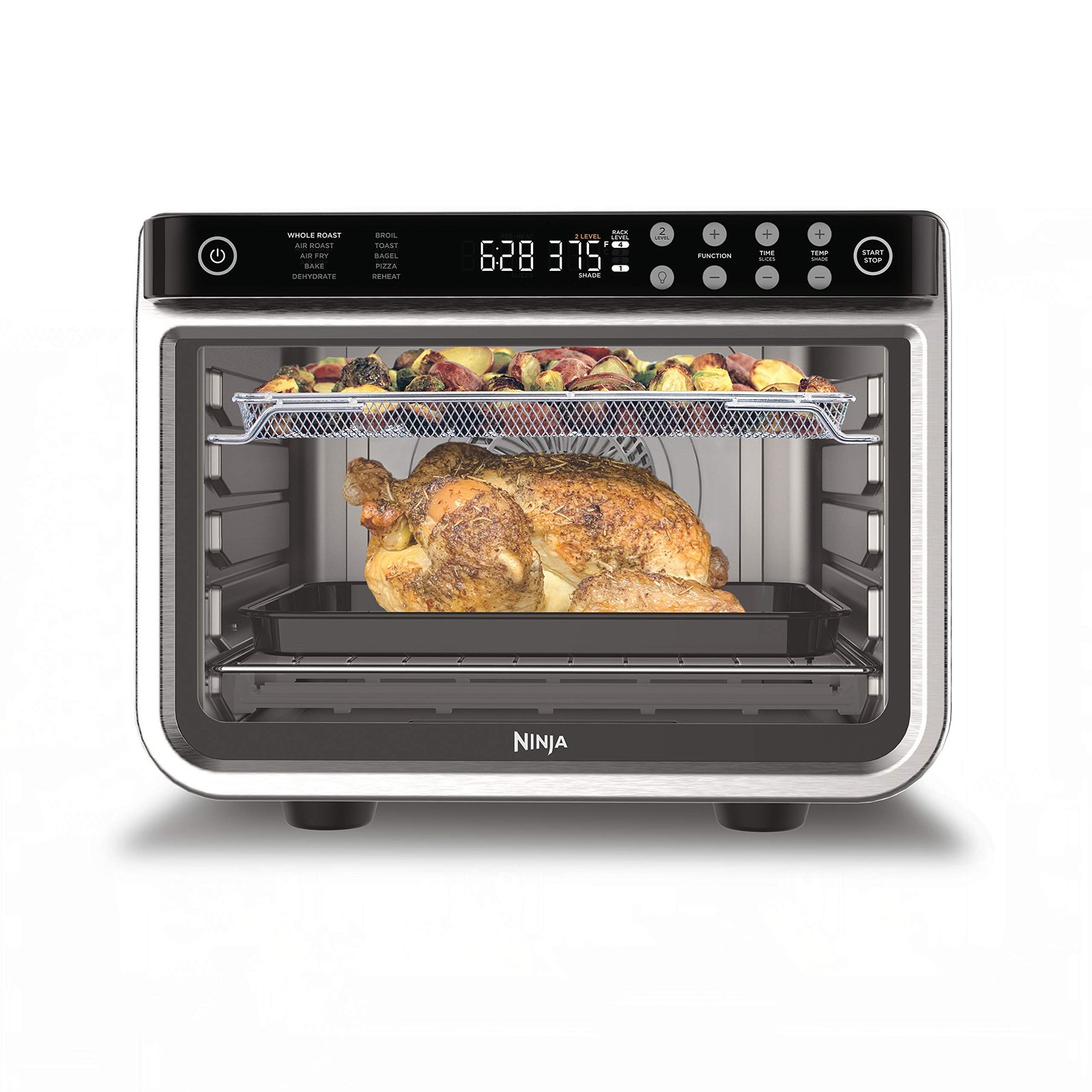 Ninja Air Fryer & Toaster Oven | Foodi Series, XL Pro Air Oven Kitchen Countertop Convection | 10-in-1 Functions | Fits a 5-lb Chicken & Sheet Pan of Vegetables | 1800 Watts | Stainless Steel | DT201
