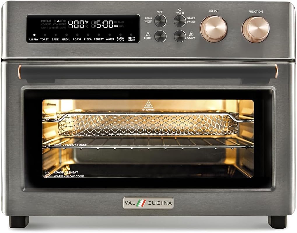 VAL CUCINA Extra Large Infrared Air Fryer Convection Toaster Oven, Bla