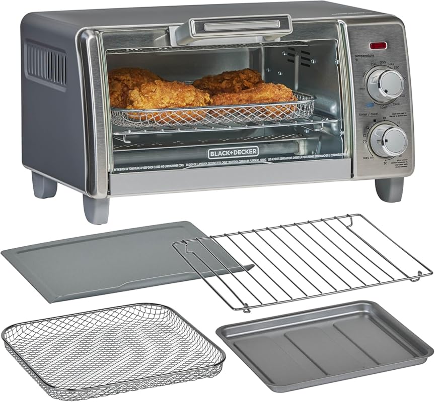 BLACK+DECKER Convection Toaster Oven with Air Fry, 4-Slice, Stainless 