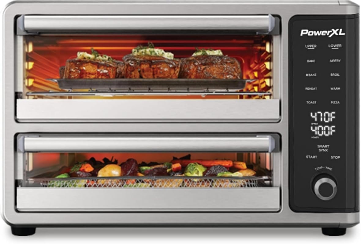 PowerXL Double Oven with 8 Presets, including Air Fry, Bake, Broil, fo