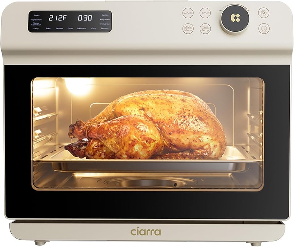 25.4QT Countertop Steam Oven with Air Fryer, featuring Convection, Toa