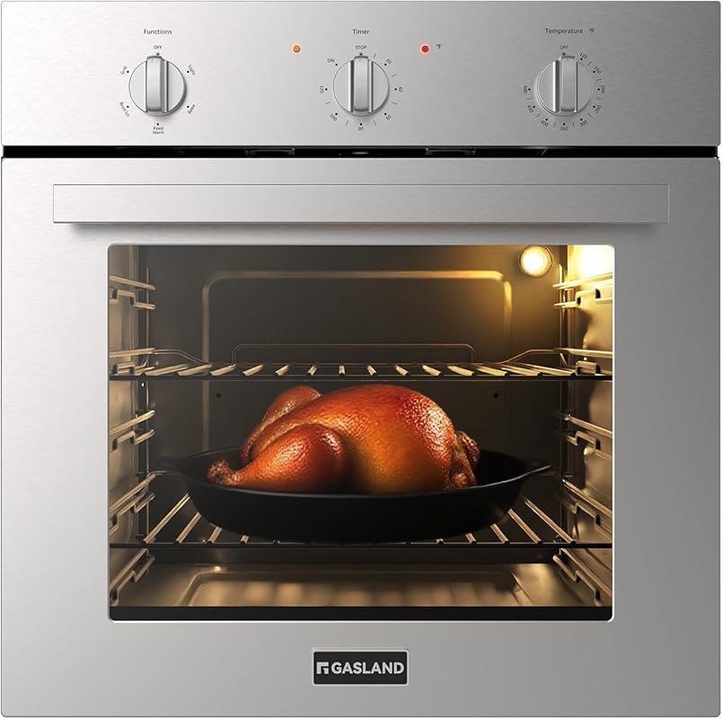 24-inch Electric Stainless Steel Wall Oven with Large Capacity and 5 F