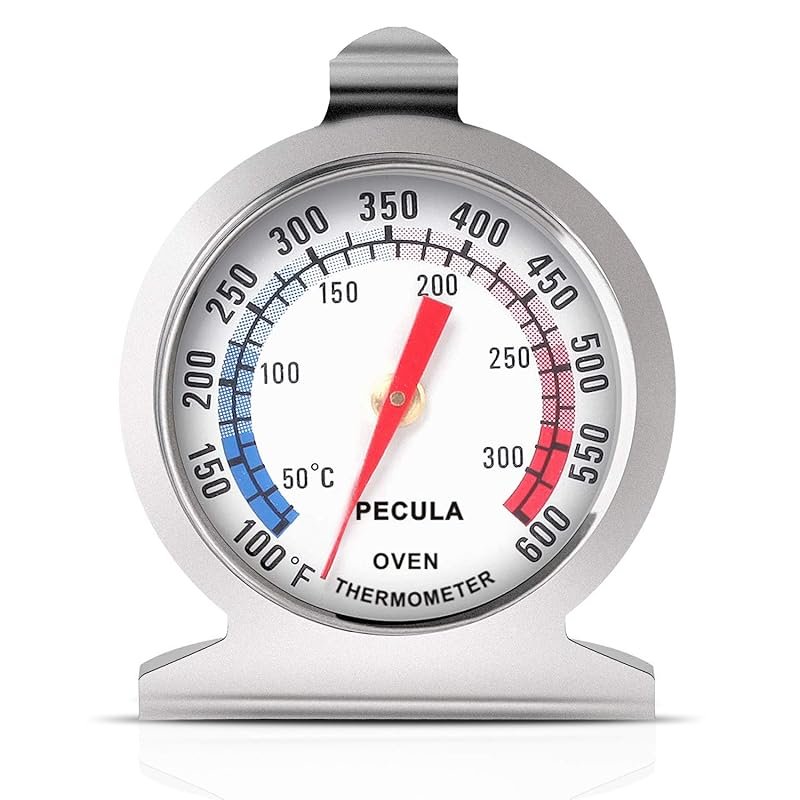 Stainless Steel Oven Thermometer 50–300°C/100–600°F, Analog Battery‑Fr