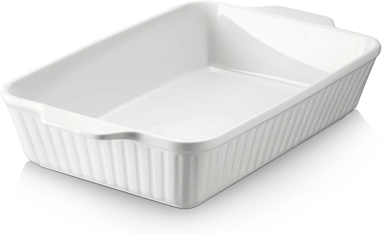 DOWAN 9x13 Ceramic Casserole Dish – 4.2 Qt Lasagna Pan with Handles, O