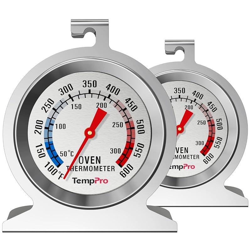 TempPro 2-Pack Oven Thermometers 50–300°C/100–600°F, 431 Stainless Ana