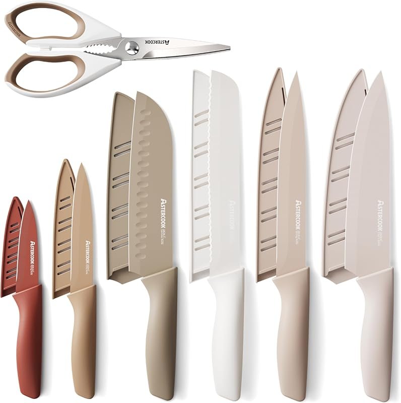 Astercook 13-Piece Knife Set – Anti-Rust Stainless Steel, Dishwasher S